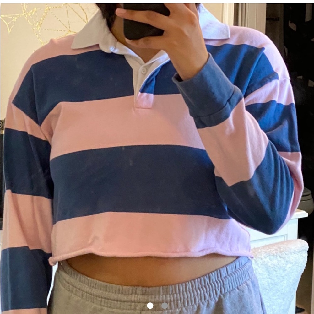 striped cropped polo